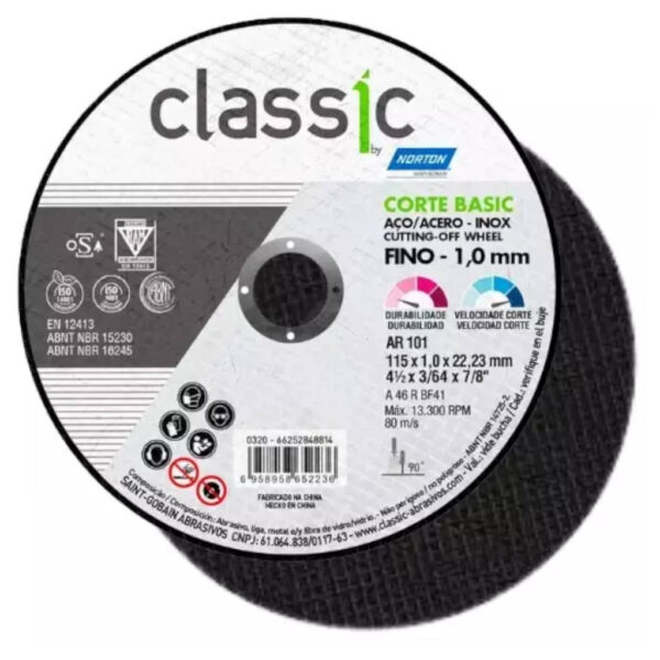 DISCO CORTE INOX 4.1/2 X 1,2 X 7/8 METEORO NORTON