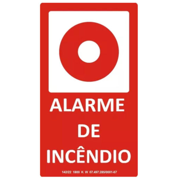 PLACA SINAL VERMELHA "ALARME INCENDIO" 10X20CM