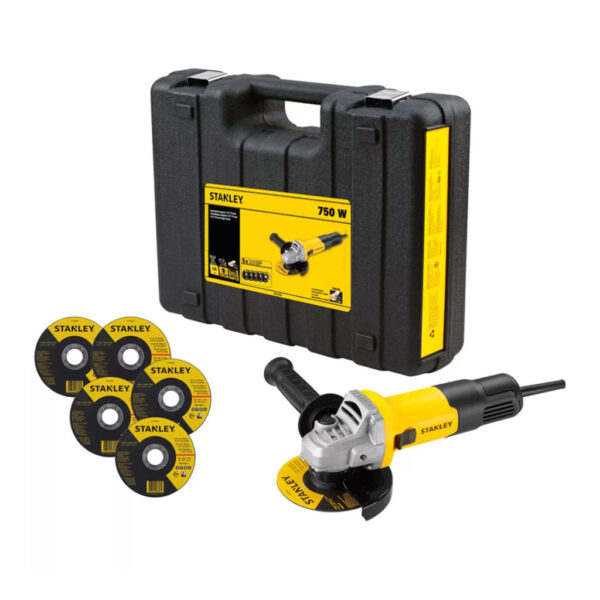 ESMERILHADEIRA ANGULAR STANLEY 4.1/2 750W 127 KIT 5D MAL SG7115KD