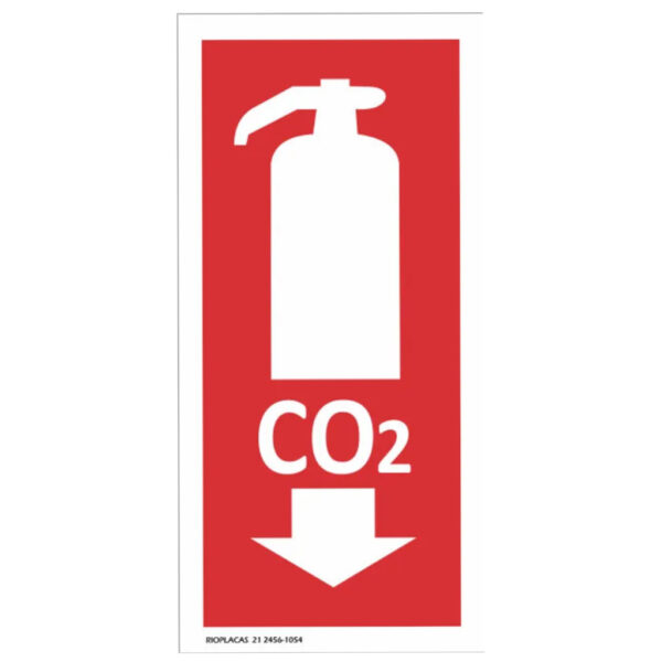 PLACA SINAL VERMELHA EXTINTOR CO2 10X20CM SC175