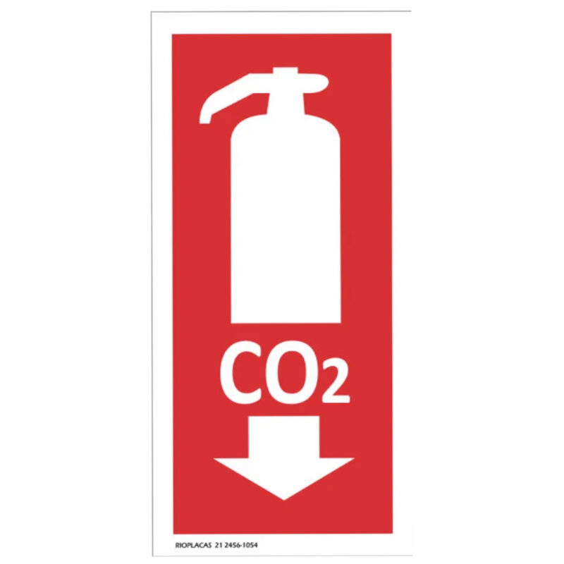 PLACA SINALIZACAO VERMELHA EXTINTOR CO2 10X20CM SC175