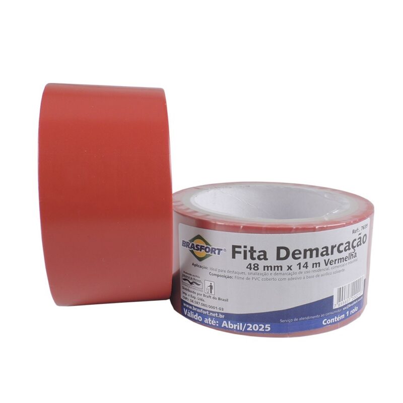 FITA DEMARCACAO 48MM 14MT VERMELHA BRASFORT