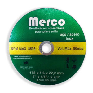 DISCO CORTE INOX 7 X 1,6 X 7/8 MERCO