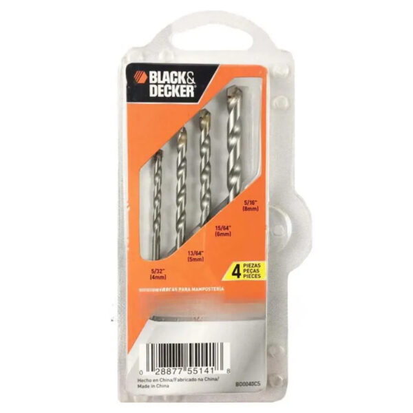 JOGO BROCAS BLACK DECKER 4PC VIDEA BD0040CS
