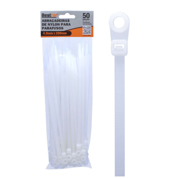 ABRAC NYLON BRANCA P/ PARAFUSO 200 X 4,8MM BESTFER BFH2989