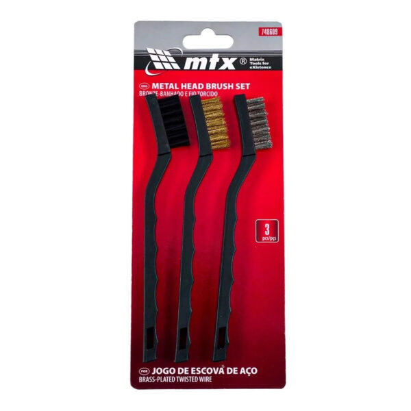 #JOGO ESCOVA DE ACO PEQUENA CABO PLASTICO 3PC MTX 748609