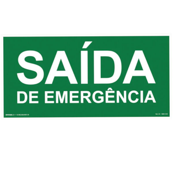 PLACA SINAL VERDE SAIDA EMERGENCIA 10X25CM S19