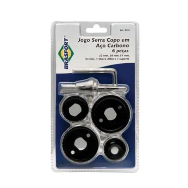 JOGO SERRA COPO ACO CARBONO C/6 32~54MM BRASFORT 8735