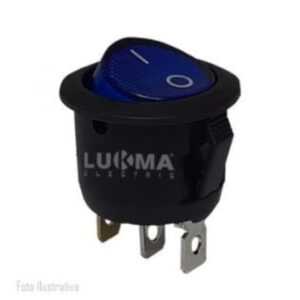 CHAVE LUKMA TECLA REDONDA 1F L/D 10A LED AZUL LK15101N 85016
