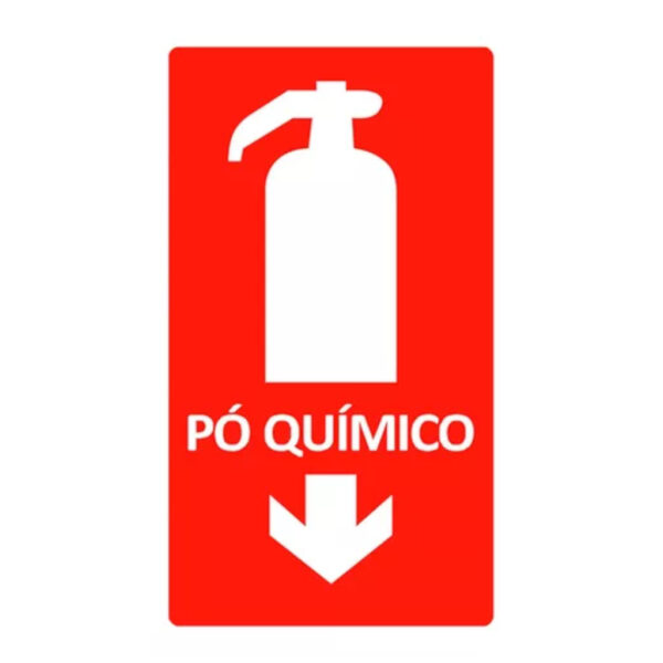 PLACA SINAL VERMELHA "EXTINTOR PO QUIMICO" 10X20CM