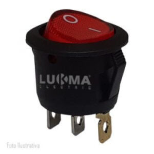 CHAVE LUKMA TECLA REDONDA 1F L/D 10A LED VERMELHO LK15101N 85014