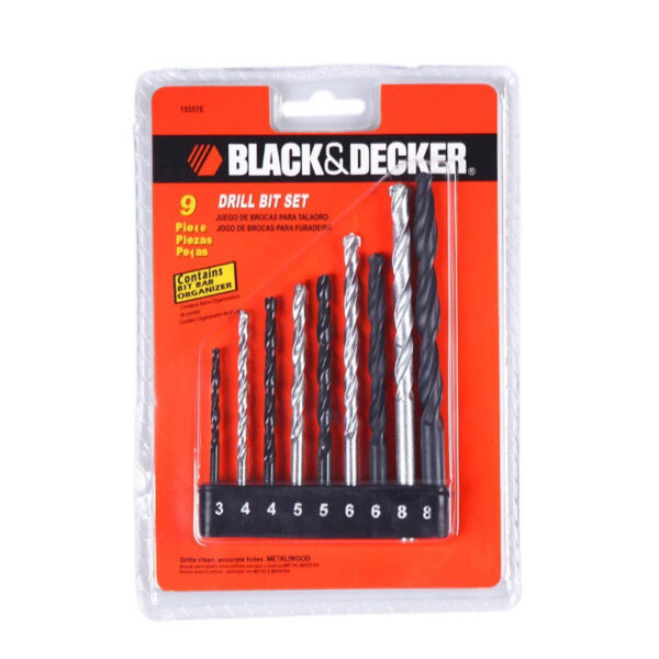 JOGO BROCAS BLACK DECKER 9PC ACO RAPIDO/VIDEA 15557EP