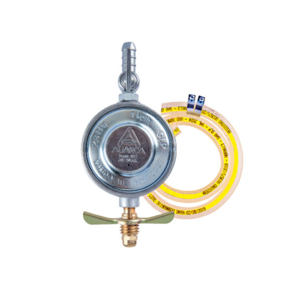 REGULADOR GAS ALIANCA 1KG/CONEXAO HIDRAULICA SAIDA MANGUEIRA C/ KIT 80CM 50401