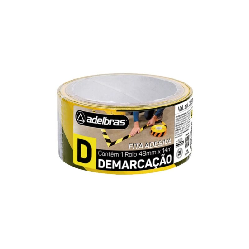 FITA DEMARCACAO ZEBRADA C/ COLA 48MM 14MT ADELBRAS