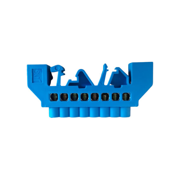 #BARRAMENTO NEUTRO AZUL 8 BORNES P/ TRILHO JNG