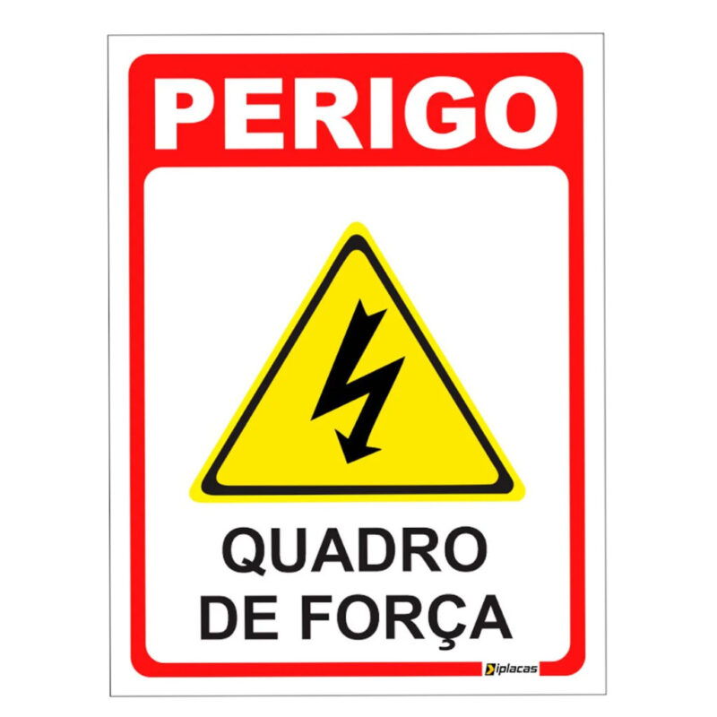 PLACA SINAL BRANCA QUADRO DE FORCA 10X25CM QF2