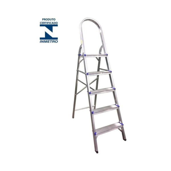 #ESCADA ALUMINIO DOMESTICA 5 DEGRAUS REAL 50