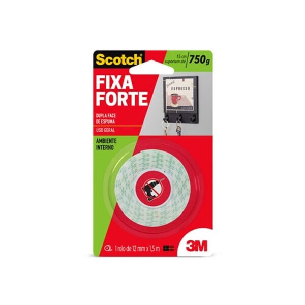 FITA DUPLA FACE 3M ESPUMA 12MMX1,5M 750G CM105