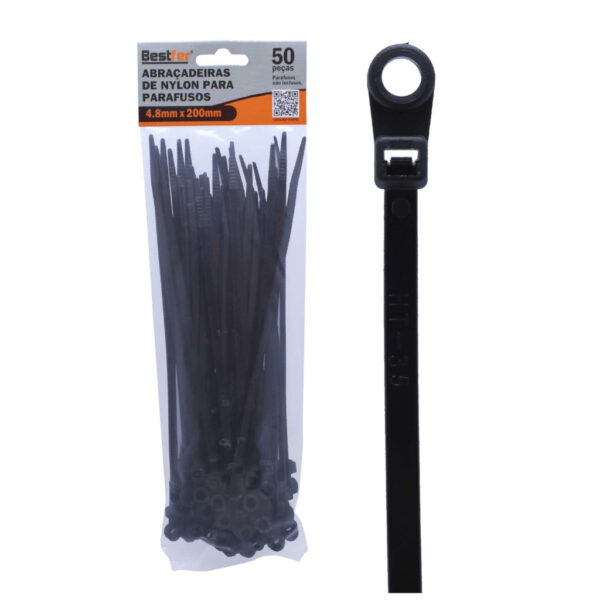 ABRAC NYLON PRETA P/ PARAFUSO 200 X 4,8MM BESTFER BFH2990