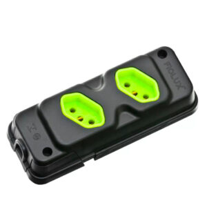 TOMADA BARRA 2TOMADA 2P+T 20A PRETA FIOLUX ROBUST