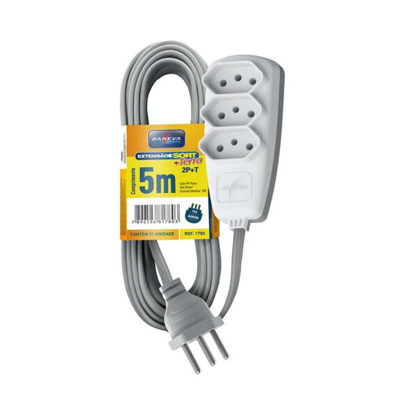 EXTENSAO PP 3X0,75 3 TOMADA 2P+T 10A 5MT GELO LEGRAND DN1780