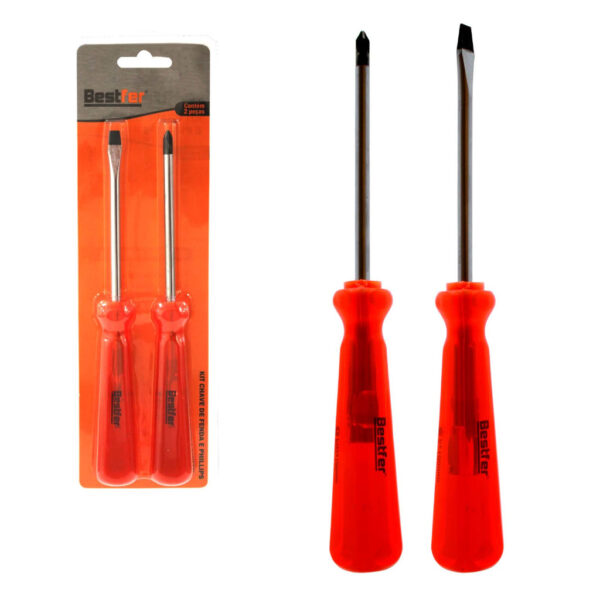 JOGO CHAVE FENDA E PHILIPS CABO LARANJA 2PC BESTFER BFH2775