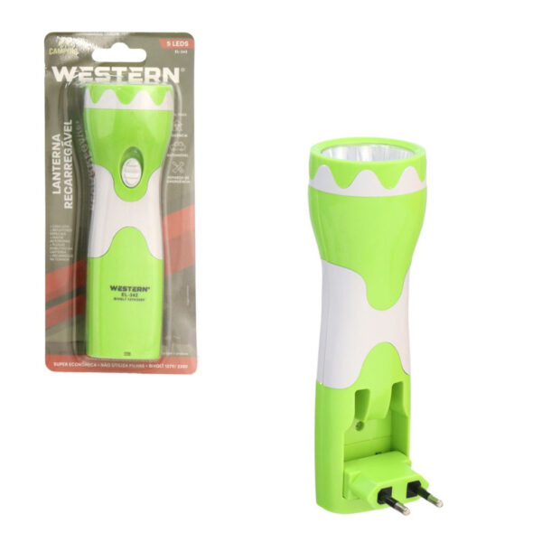 LANTERNA LED RECARREGAVEL 5 LEDS COLOR WESTERN SOR342