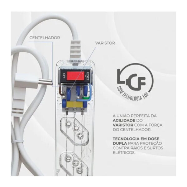 DPS ENERGIA 5 TOMADAS TRANSPARENTE CLAMPER 023460