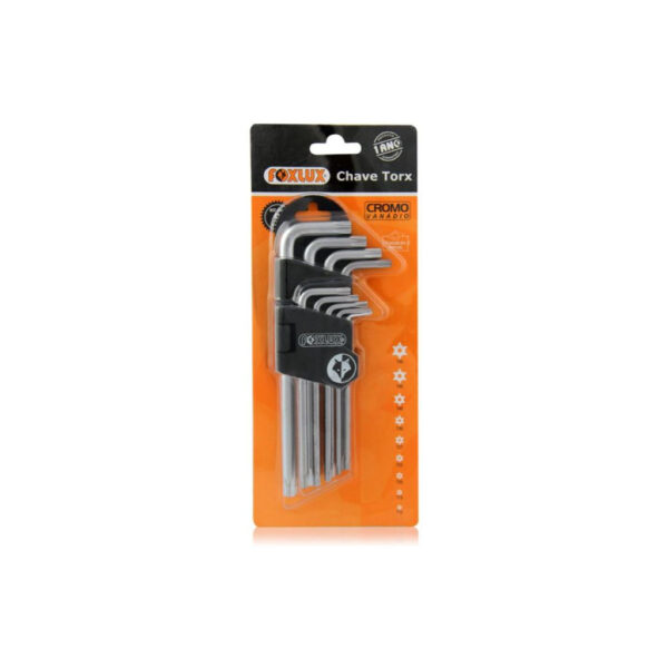CHAVE TORX COM FURO FOXLUX CROMO VANADIO T10~T50 9PC 4725