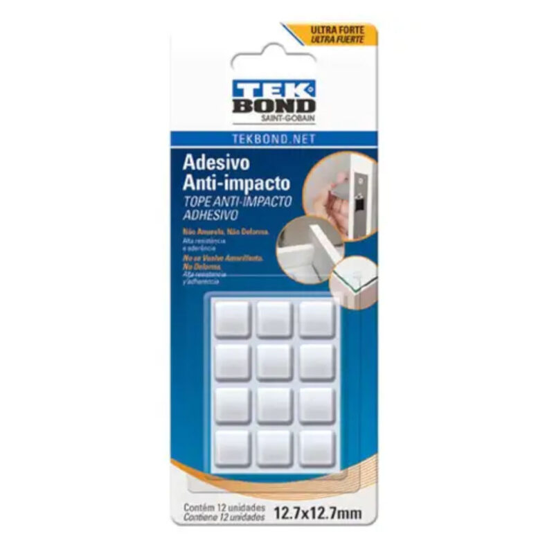 ADESIVO ANTI IMPACTO QUADRADO 12,7MM C/12 TEKBOND 23601012700