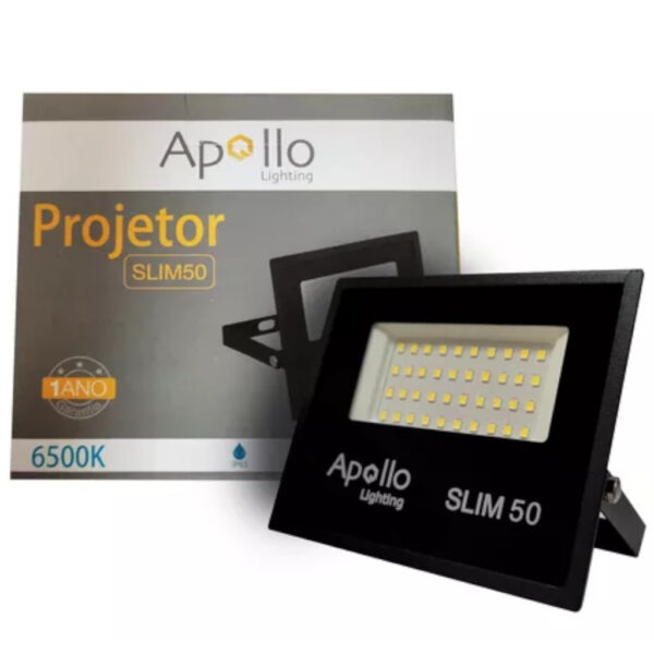 REFLETOR LED PRETO 50W BIVOLT 6500K APOLLO