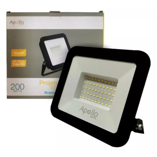 REFLETOR LED PRETO 200W BIVOLT 6500K APOLLO