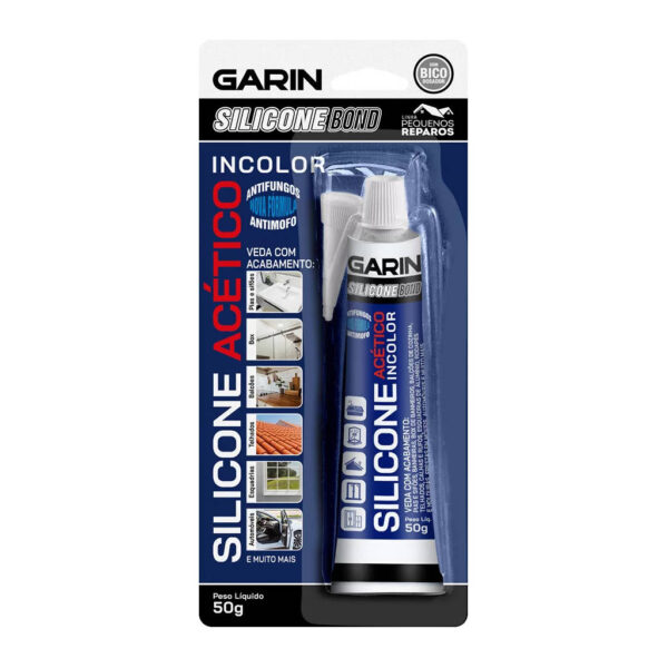 COLA SILICONE ACETICO INCOLOR BISNAGA 50GR GARIN