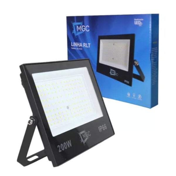 REFLETOR LED PRETO 200W BIVOLT 6500K MGC RLT