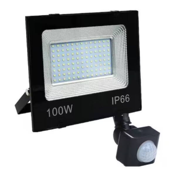 REFLETOR LED PRETO 100W BIVOLT 6500K C/ SENSOR TOP