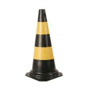 CONE SINALIZACAO RIGIDO 75CM PLASTICO PRETO AMARELO