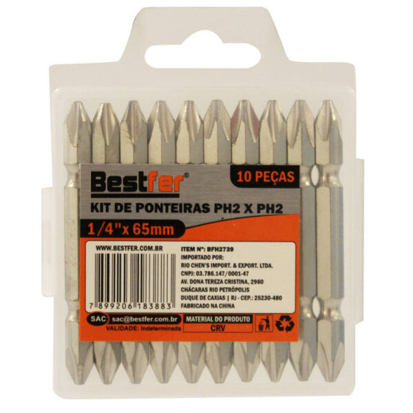 PONTEIRA BIT PHILLIPS P2 DUPLA 65MM 1PC BESTFER BFH2739
