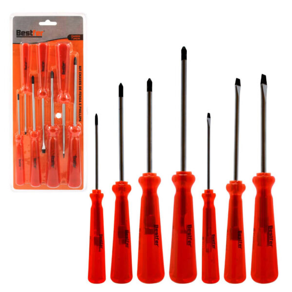 JOGO CH FENDA E PHILIPS CABO LARANJA 7PC BESTFER BFH2776