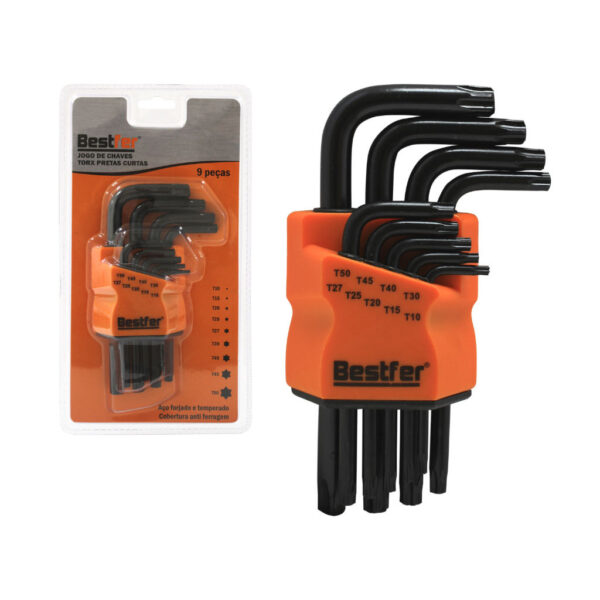 JOGO CH TORX PRETA PEQUENA C/ GUIA 9PC BESTFER BFH2812